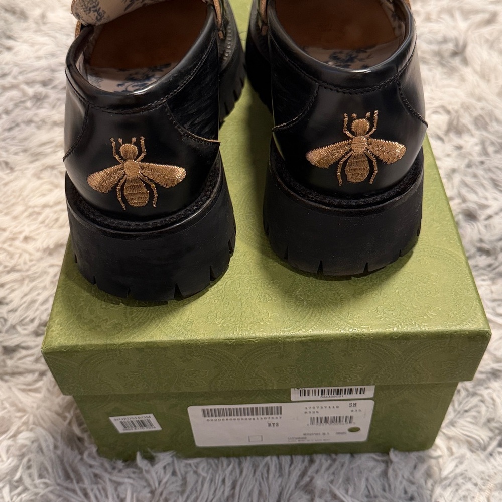 Gucci Black Leather Horsebit Lug Sole Slip-On Loafers - Picture 3 of 7